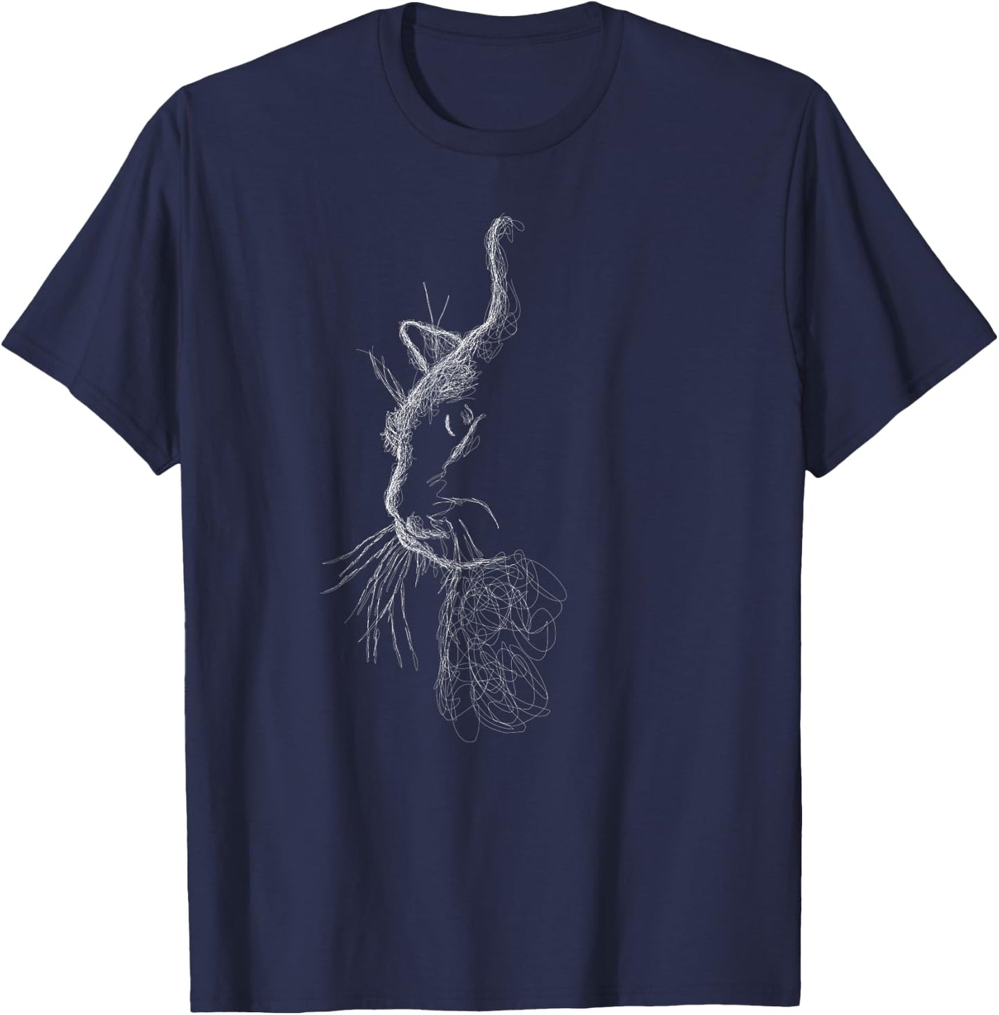 Cute Cat scribble art sketch for kitten lover Kitty cats T-Shirt - T-Shirt | Navy
