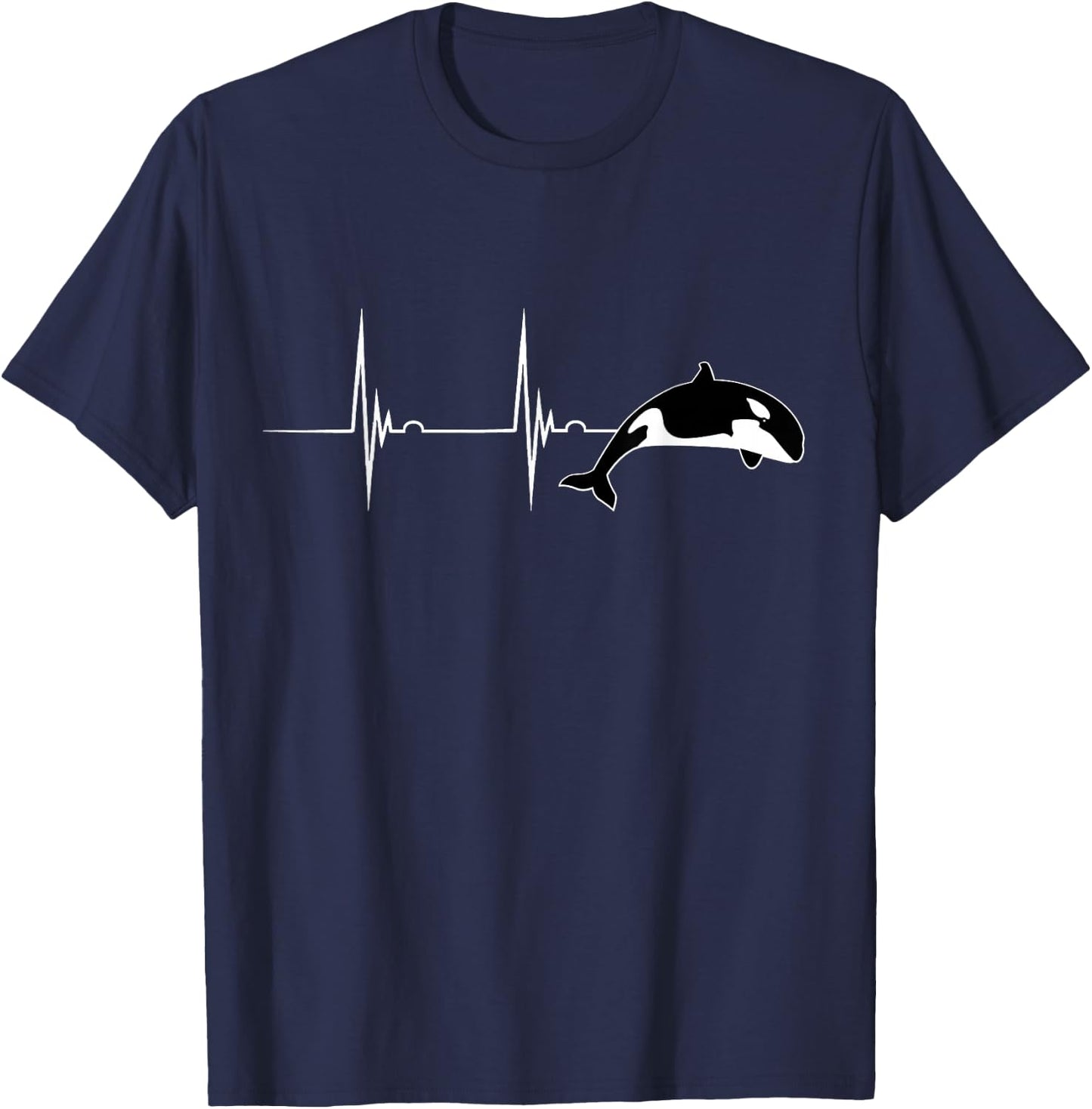 Orca Whale Ocean Animal Heartbeat EKG Pulse T-Shirt - T-Shirt | Navy