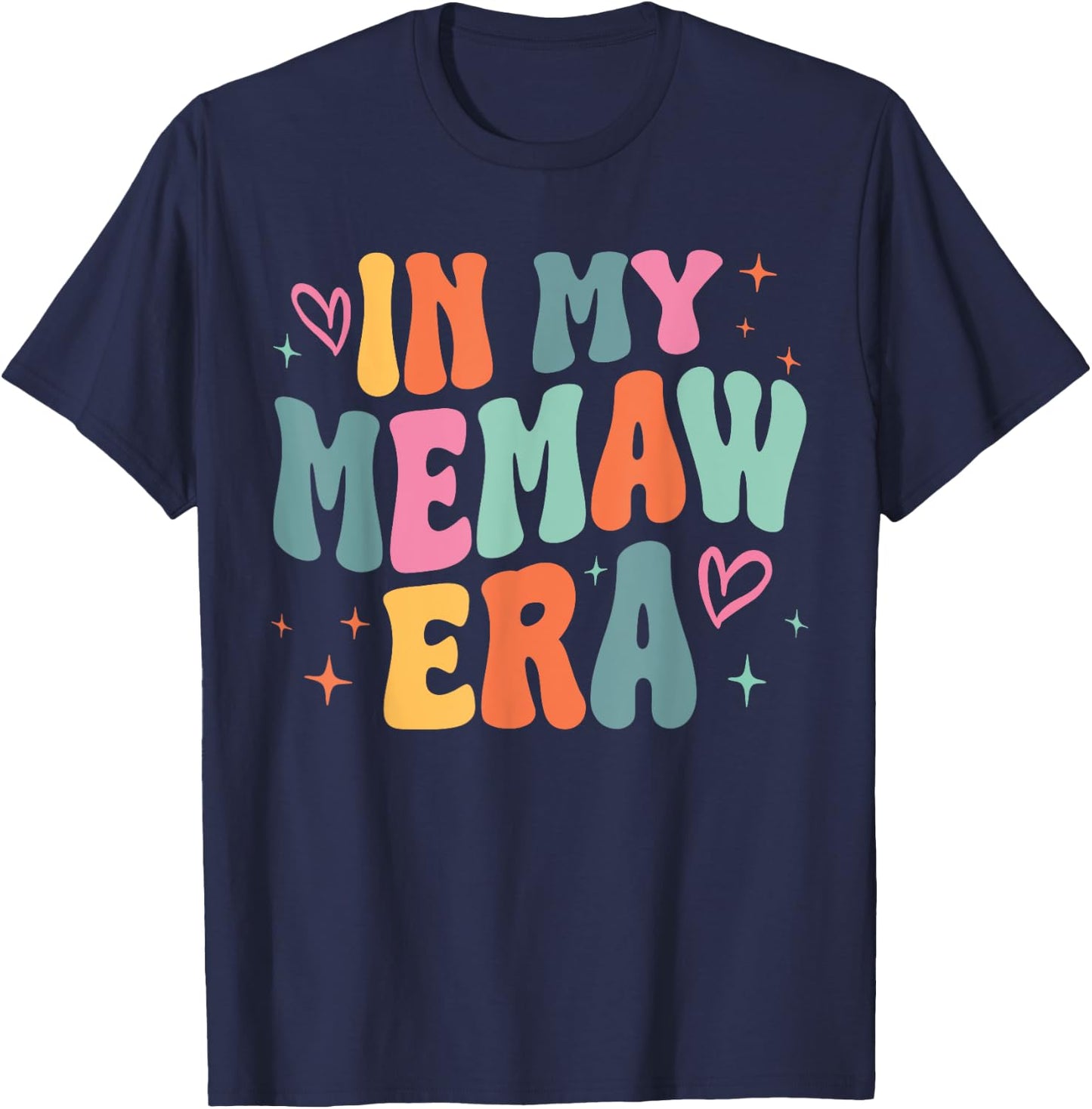 Retro Groovy In My Memaw Era Funny Family Matching T-Shirt - T-Shirt | Navy