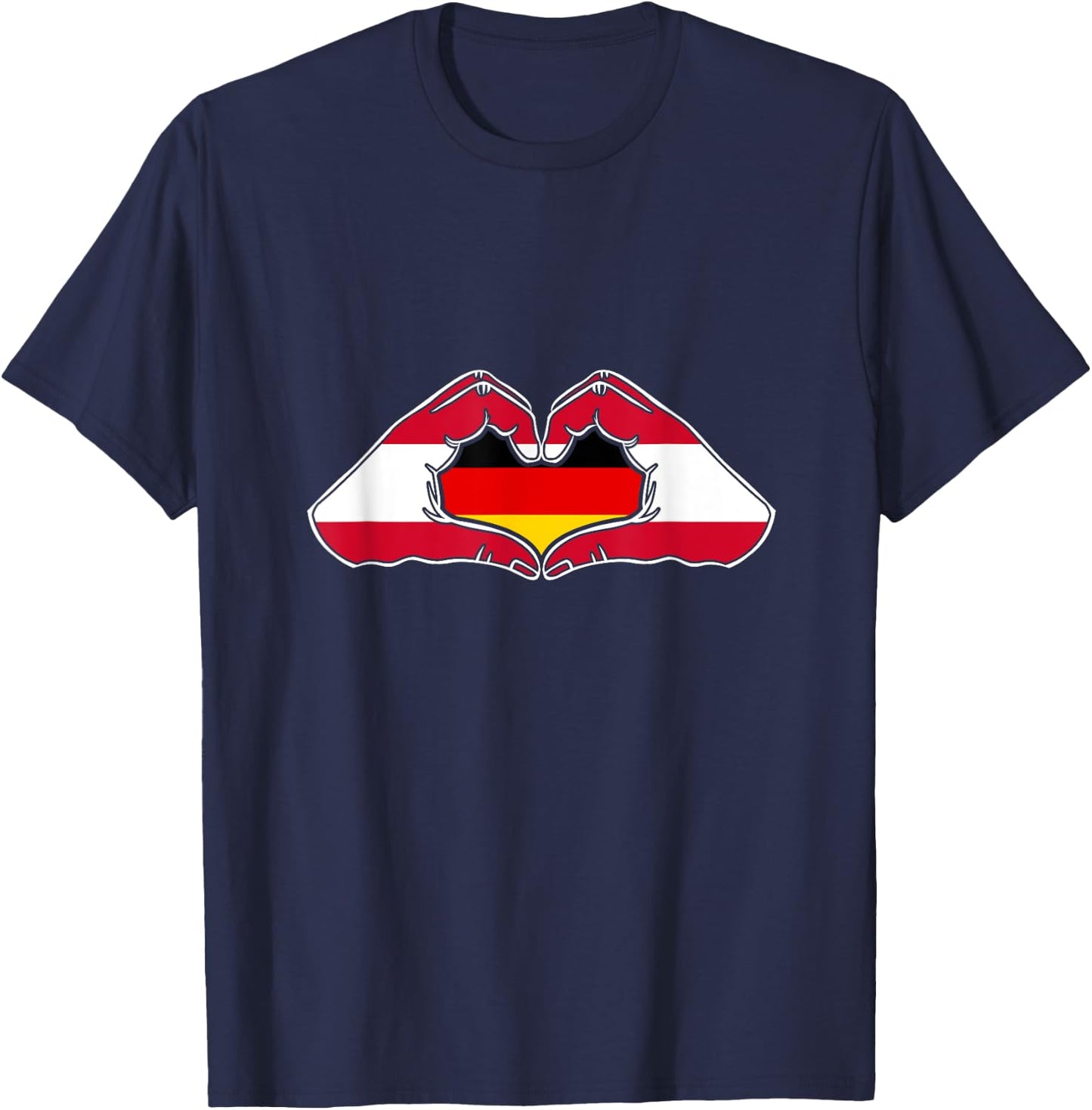 Österreich und Deutschland. Herz Hand Freundschaft! T-Shirt - T-Shirt | Navy