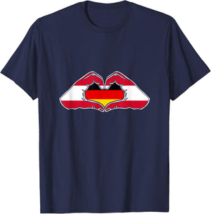 Österreich und Deutschland. Herz Hand Freundschaft! T-Shirt - T-Shirt | Navy