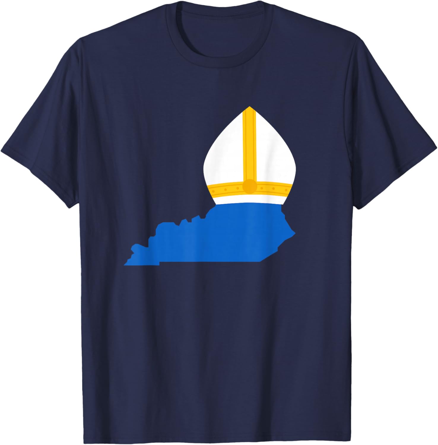State of Kentucky with Pope Hat T-Shirt - T-Shirt | Navy