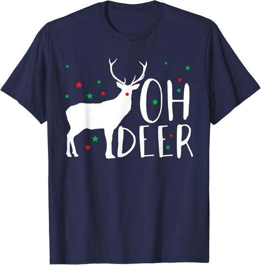 Oh Deer Hunter Hunting Antler Christmas Gift Present T-Shirt - T-Shirt | Navy