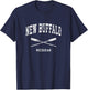 New Buffalo Michigan Vintage Nautical Crossed Oars T-Shirt - T-Shirt | Navy