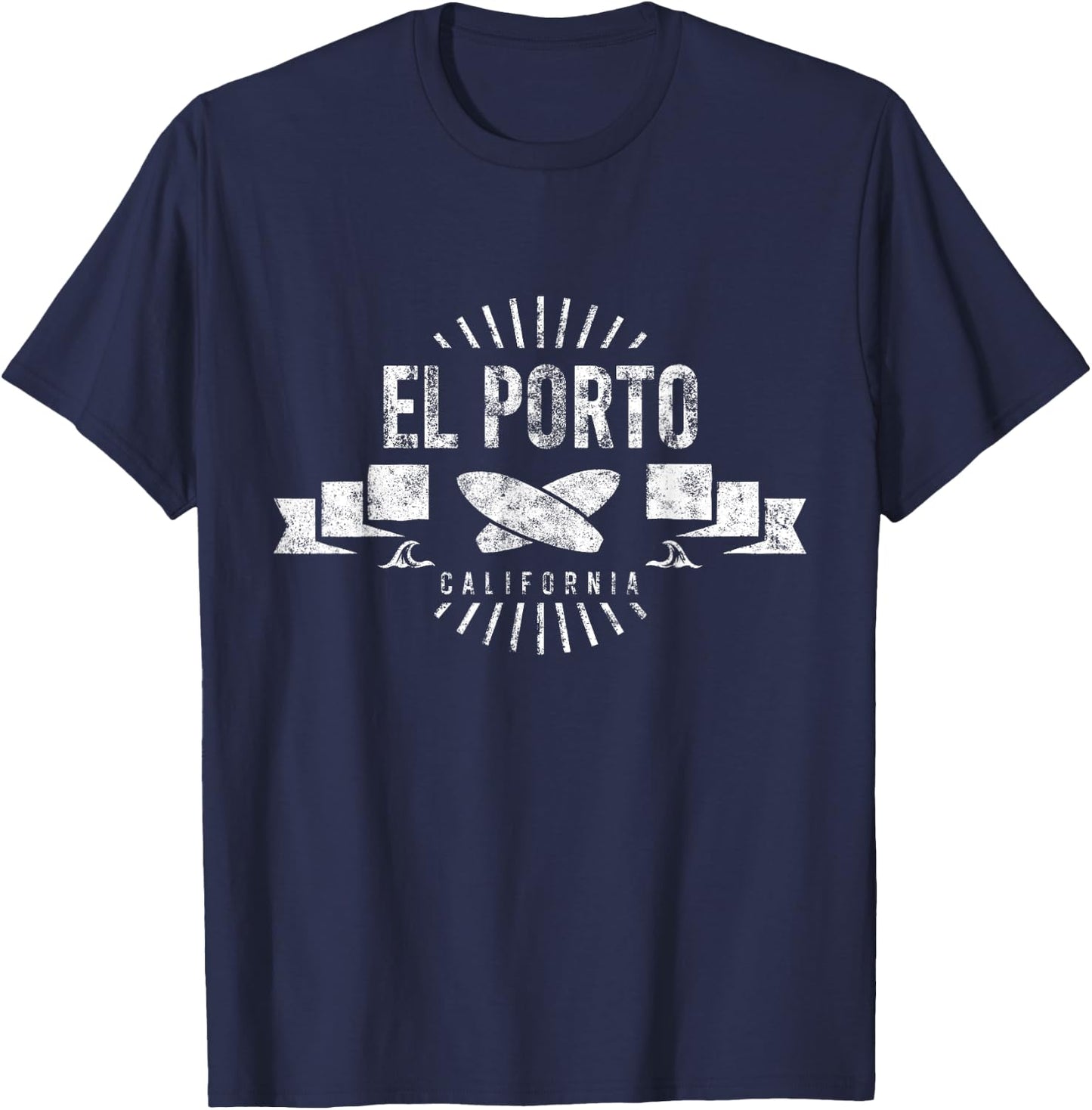 El Porto Surf Vintage Surfing Retro Surfboard California T-Shirt - T-Shirt | Navy