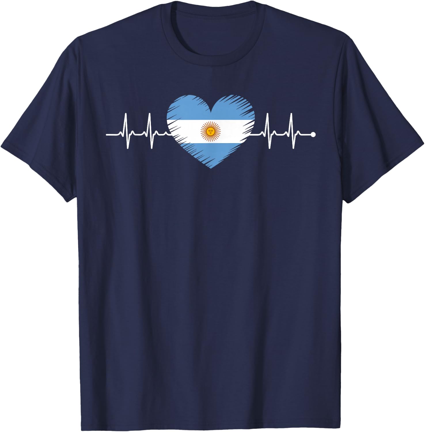 Heartbeat Argentine Argentina Root T-Shirt - T-Shirt | Navy
