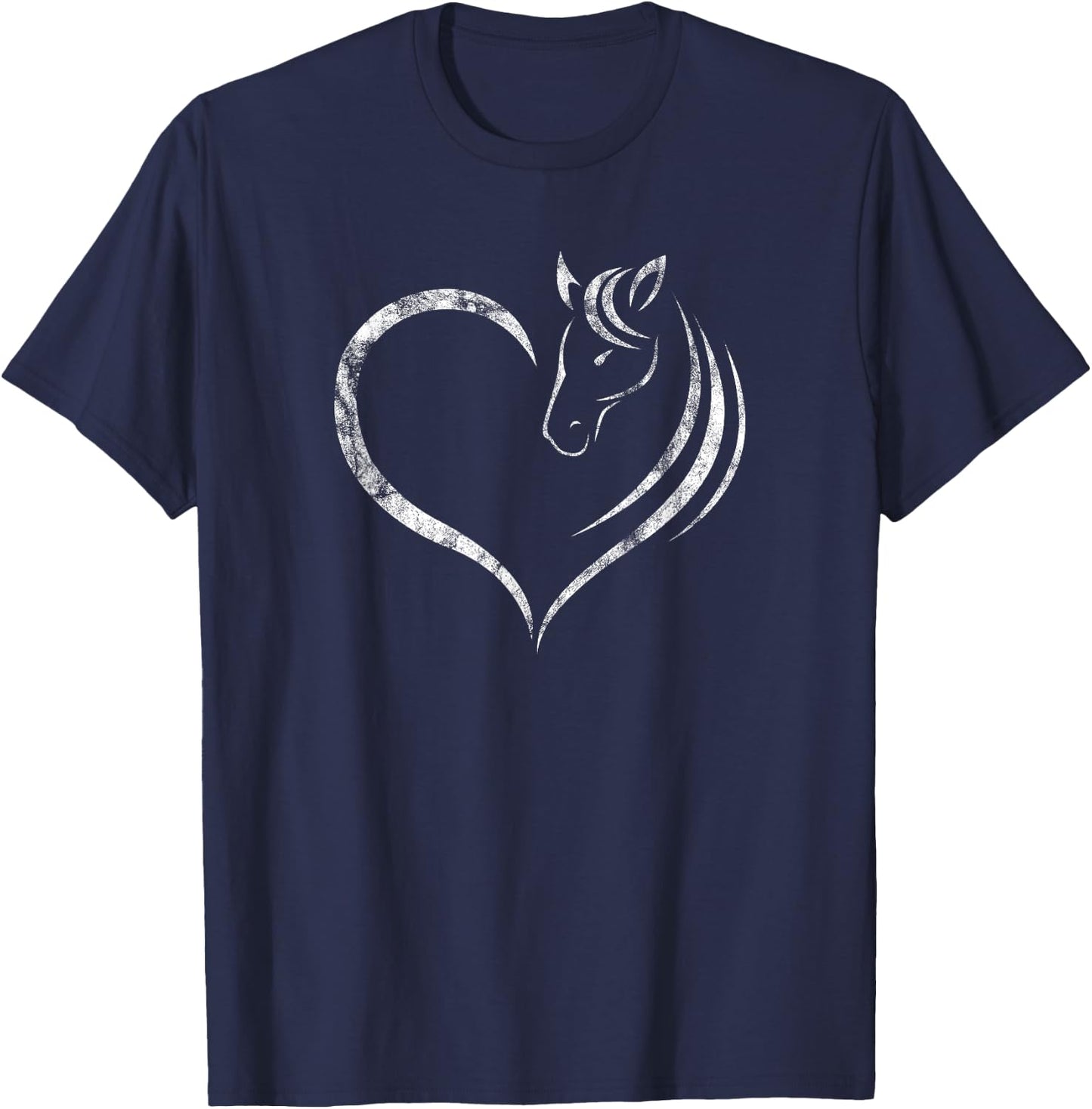 Cute Horse Lover Outfit Gift Girls Women Horse and Heart T-Shirt - T-Shirt | Navy