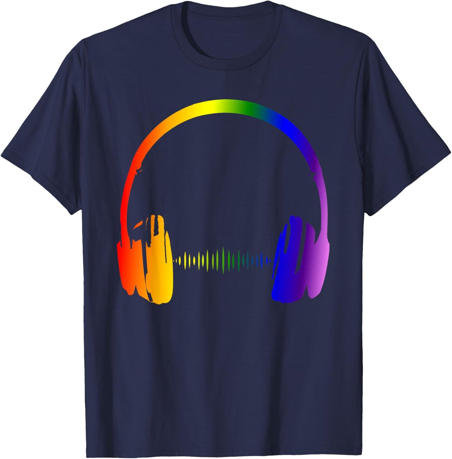 Bunte Kopfhörer Regenbogen Party Techno Radio Nachtclub DJ T-Shirt - T-Shirt | Navy
