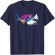 Lazy Sloth With Pajama Riding Ocean Shark T-Shirt - T-Shirt | Navy