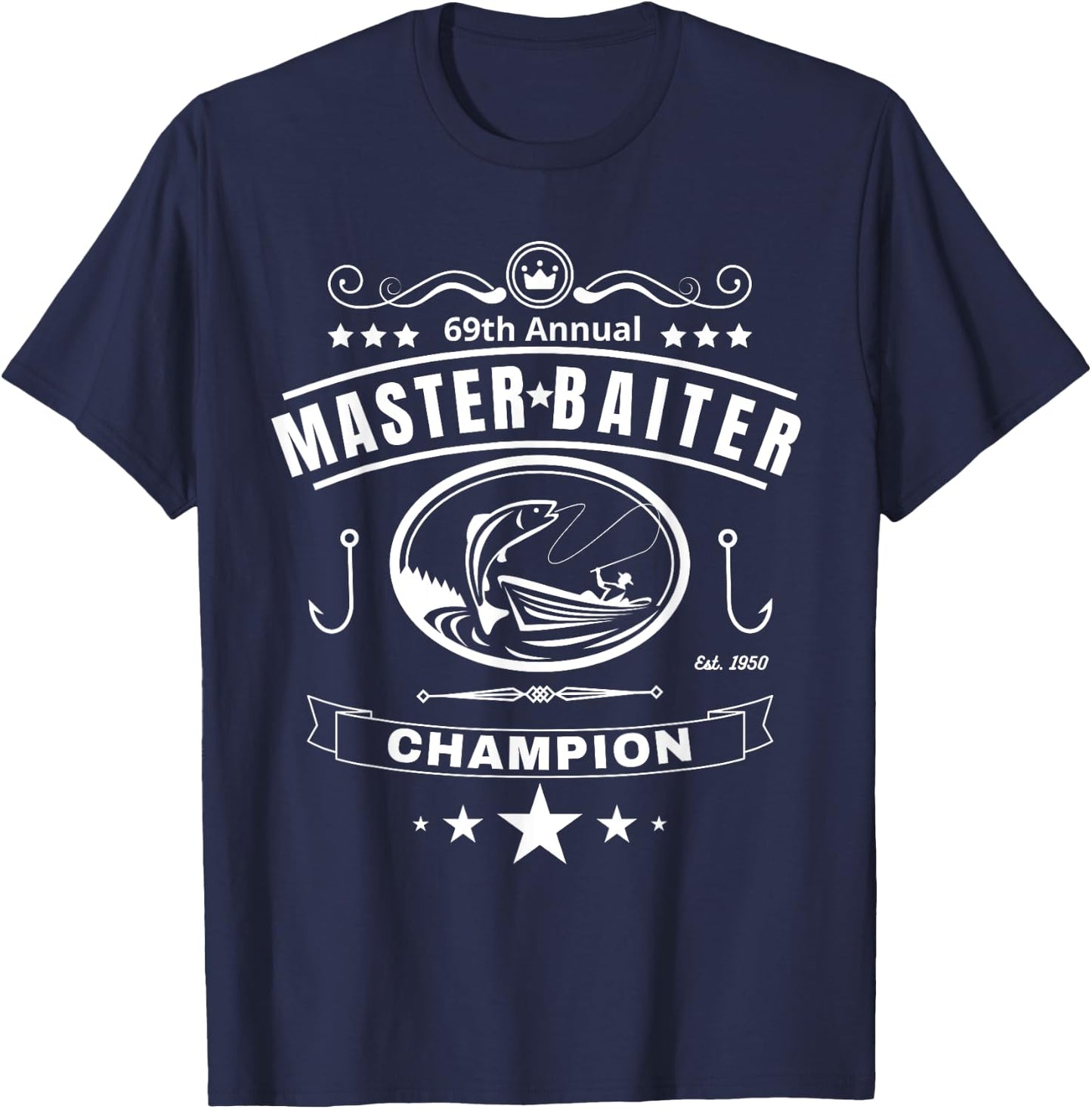 Funny Fishing MASTER BAITER CHAMPION Men's gift T-Shirt - T-Shirt | Navy