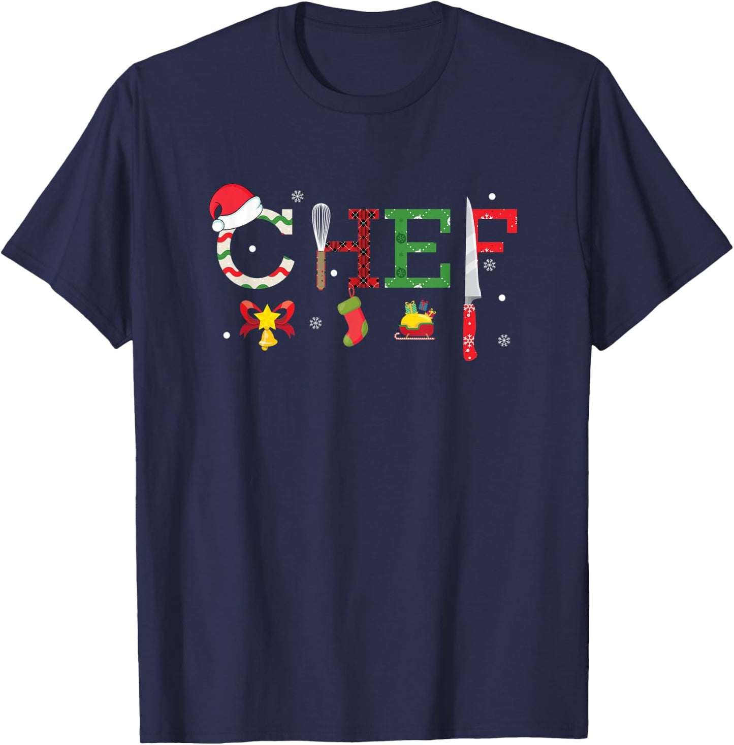 Chef - Funny Xmas Cooking Lover Food Maker Gift -Adults Black Small Short Sleeve Winter Holiday T-Shirt - T-Shirt | Navy