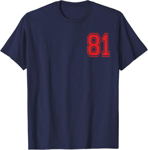 Number 81 in Red , black T-Shirt - T-Shirt | Navy