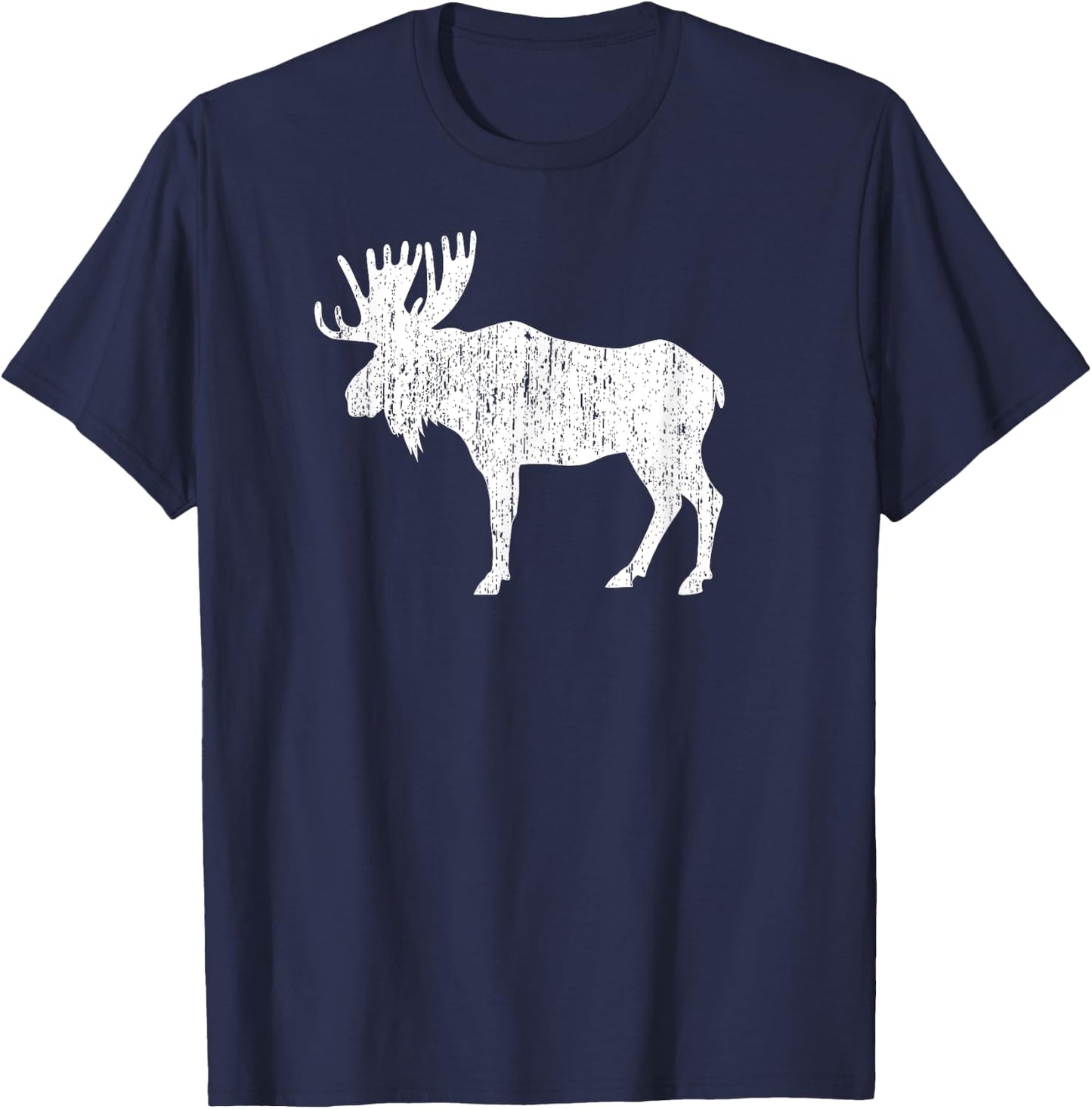 Retro Vintage Distressed Moose T-Shirt - T-Shirt | Navy