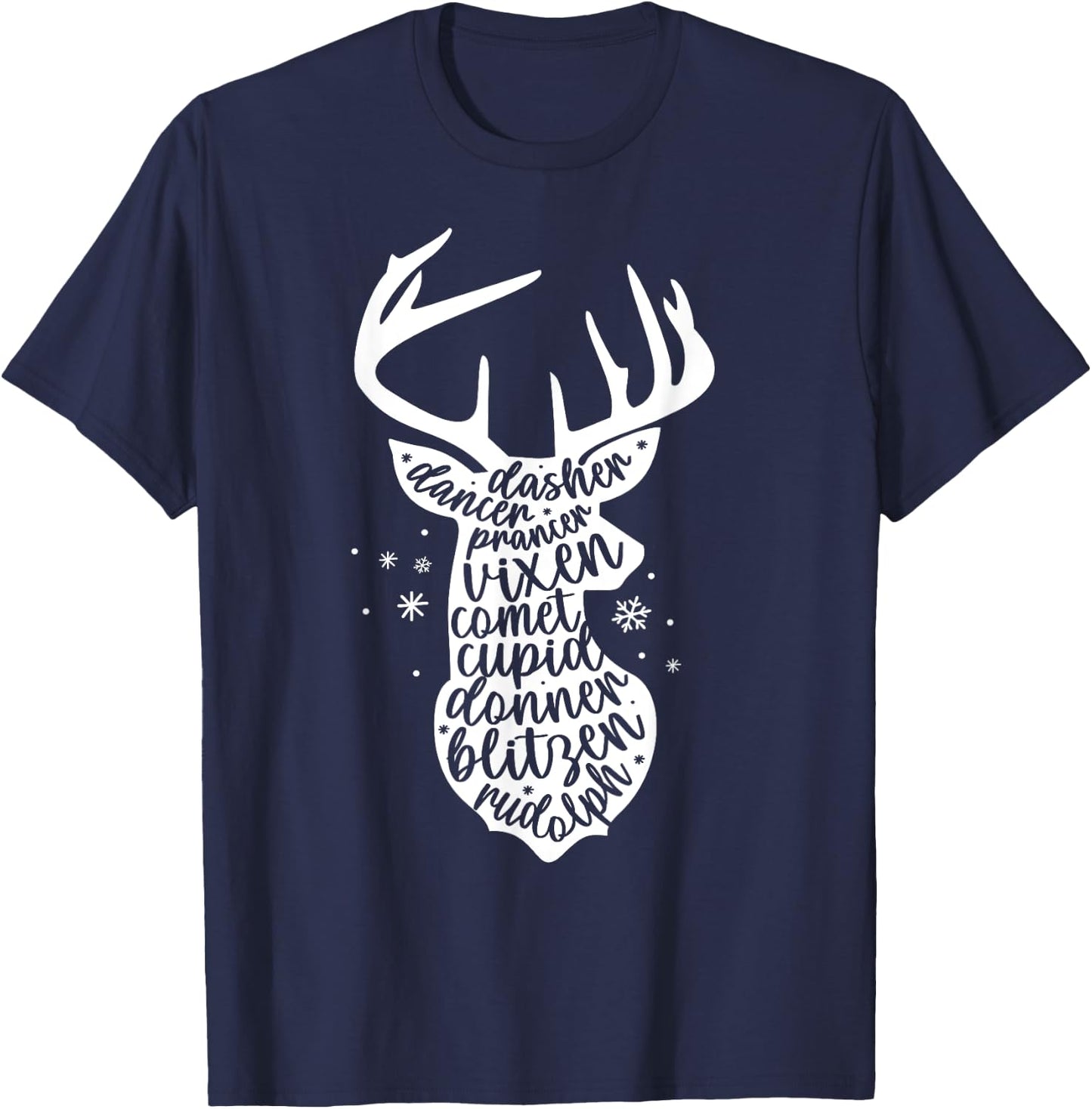 Christmas Reindeer Names Cute Holiday Rudolph Kids T-Shirt - T-Shirt | Navy