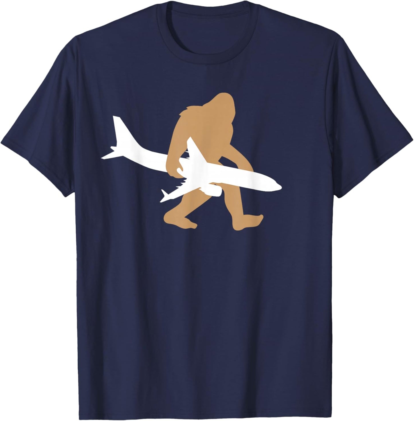 Funny Bigfoot Airplane Shirt, Cute Pilot Sasquatch Gift T-Shirt - T-Shirt | Navy