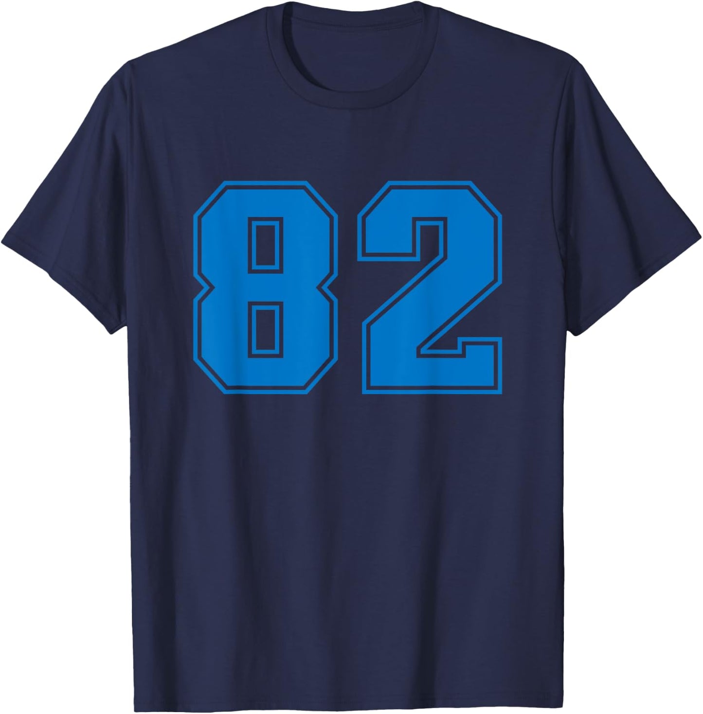 Number #82 Blue Sports Jersey Lucky Number T-Shirt - T-Shirt | Navy
