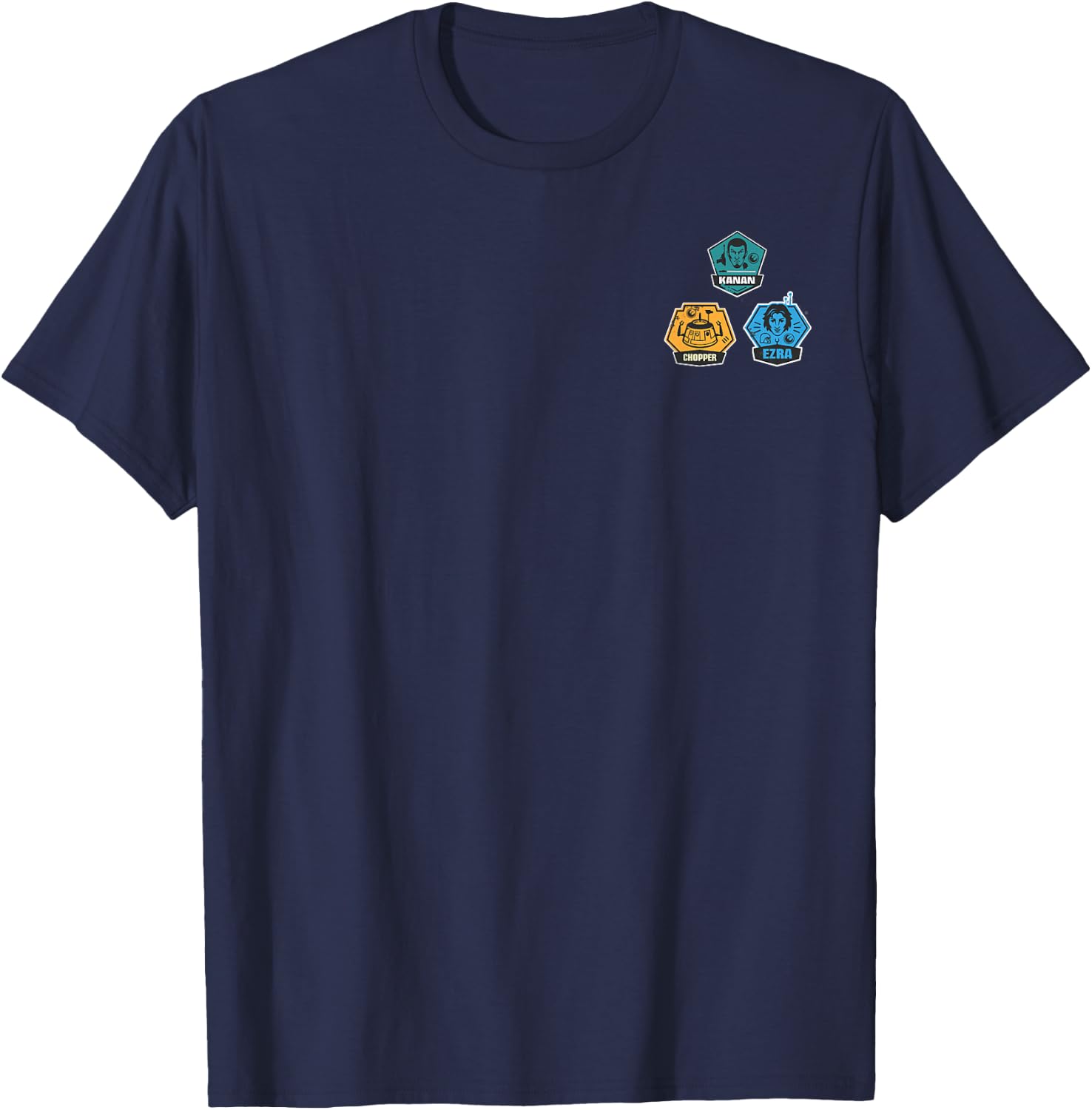 Star Wars Rebels Character Faces Small Pocket Badges T-Shirt - T-Shirt | Navy