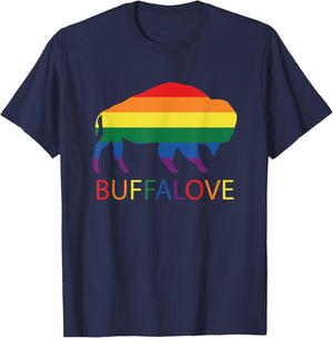 Bufflove Buffalo Say Gay Rainbow LGBTQ Pride Month T-Shirt - T-Shirt | Navy