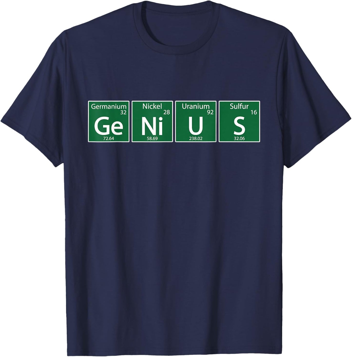 Genius Periodic Table of Elements Funny Science Design T-Shirt - T-Shirt | Navy
