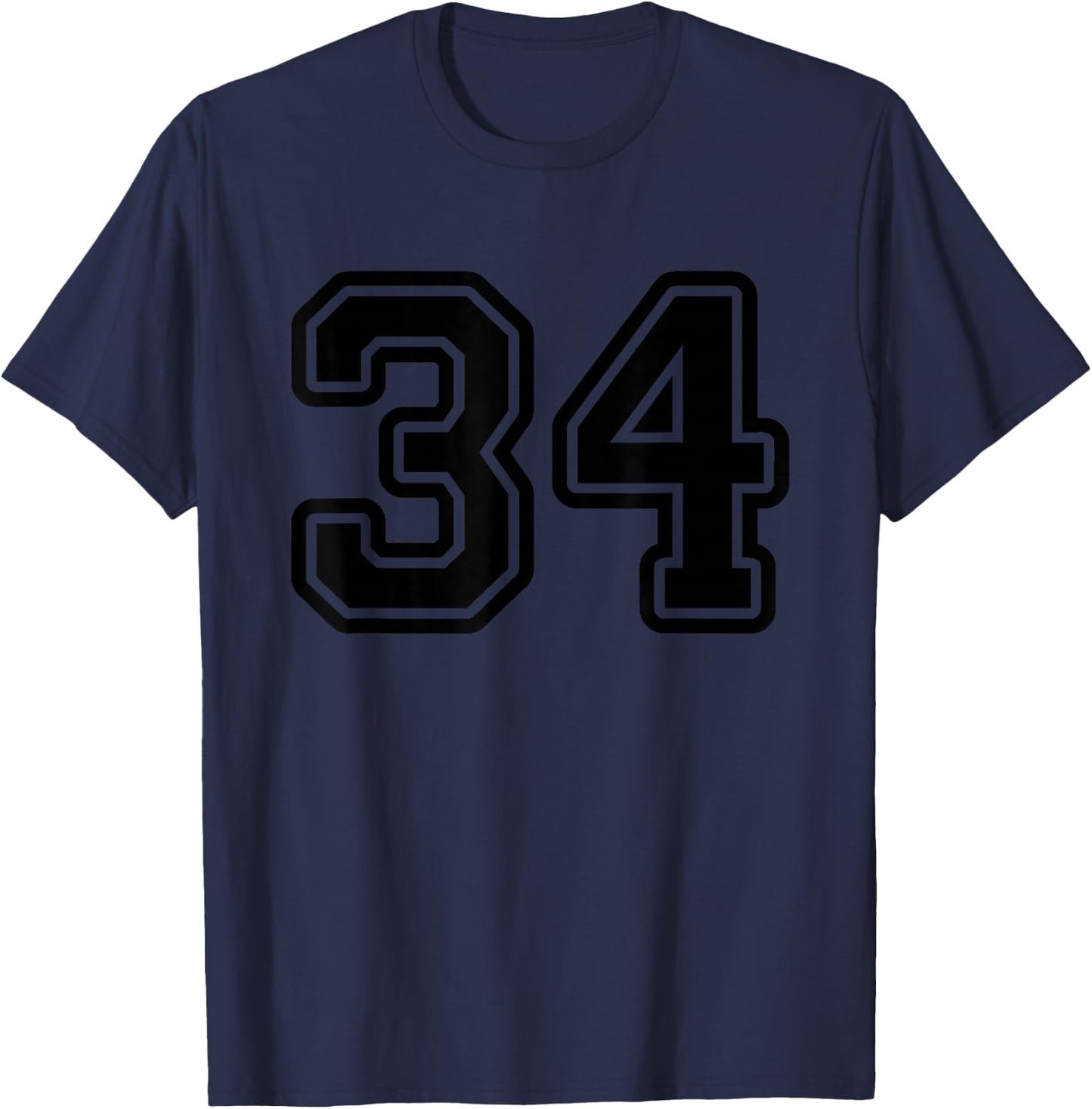 Number #34 Black Sport Varsity Number 34 T-Shirt - T-Shirt | Navy