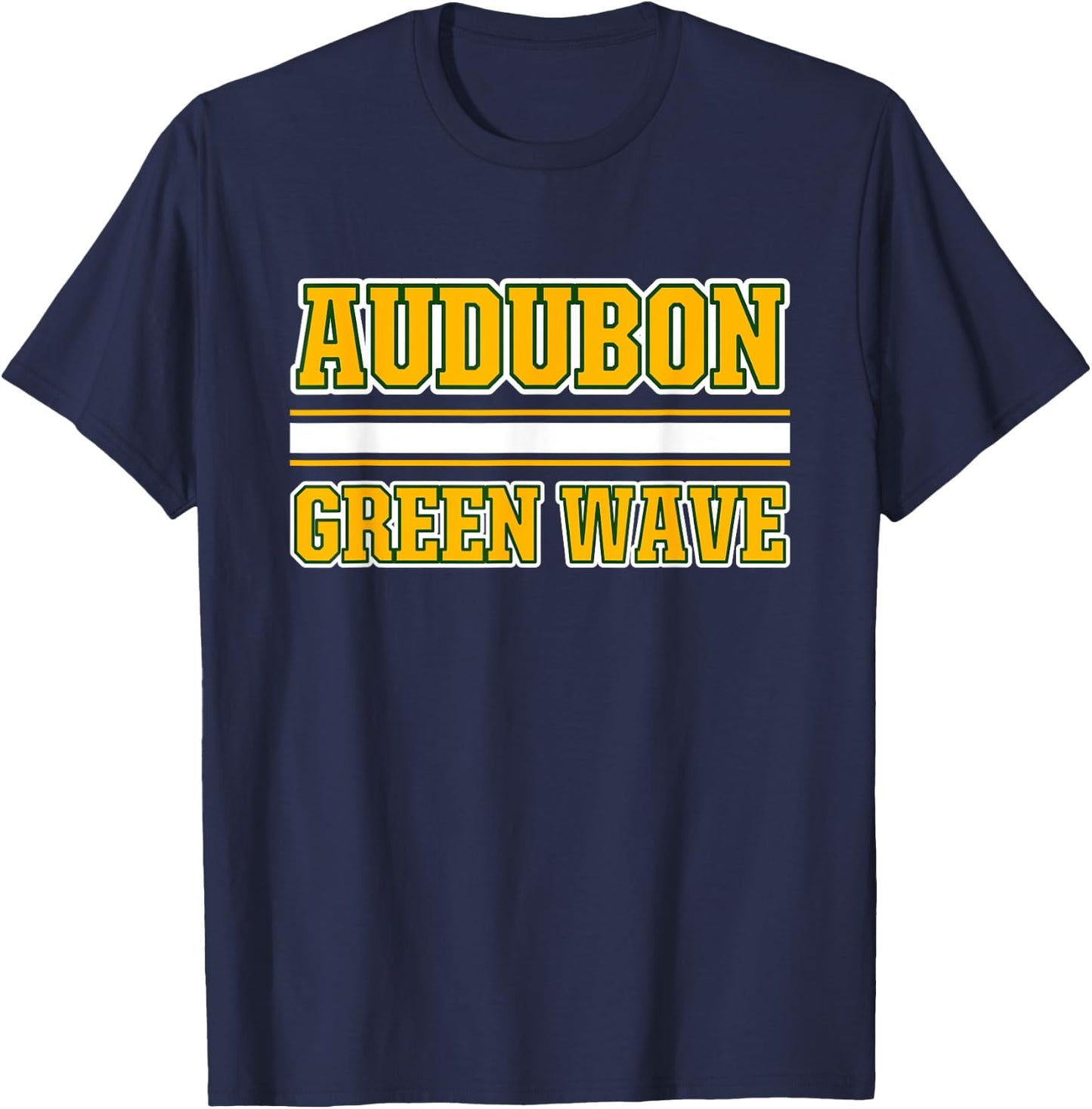 Audubon Green Wave Horizontal Stripes T-Shirt - T-Shirt | Navy