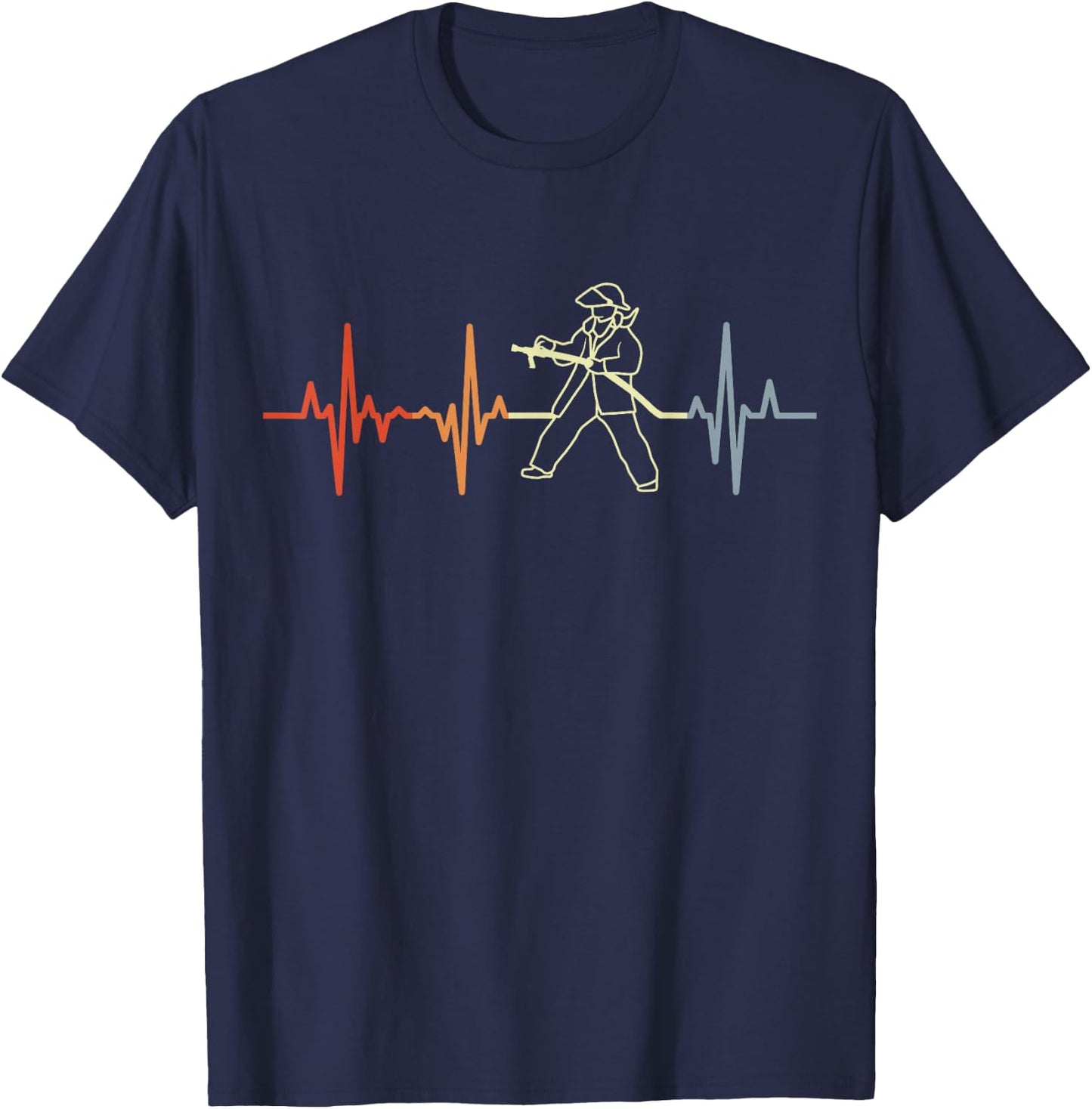 Feuerwehr Herzschlag Brandbekämpfer T-Shirt - T-Shirt | Navy