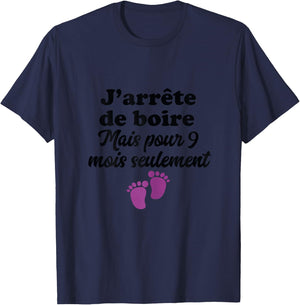 I Stop Drinking for 9 Months Pregnant Statement Woman , white, Female X-Small T-Shirt - T-Shirt | Navy