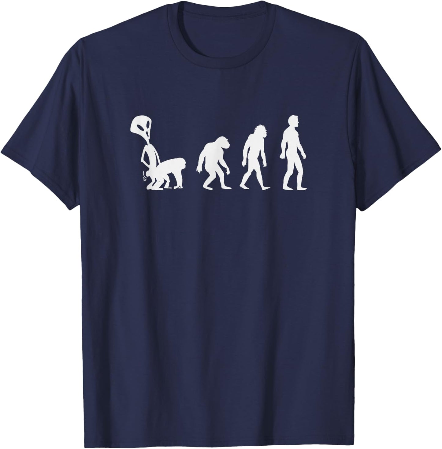 Alien Evolution I Funny Alien UFO Day , black T-Shirt - T-Shirt | Navy