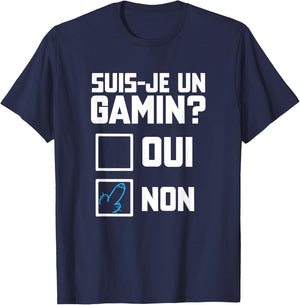 Suis je un gamin humour beautiful funny check box , Black, S T-Shirt - T-Shirt | Navy