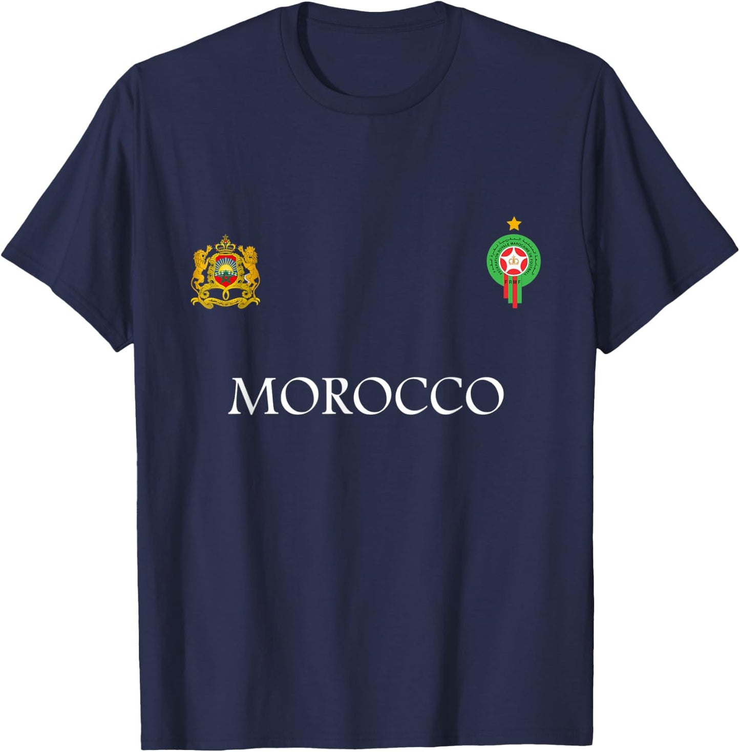 Marokko Flagge Vintage Stil Retro Marokko Fußball Marokko T-Shirt - T-Shirt | Navy