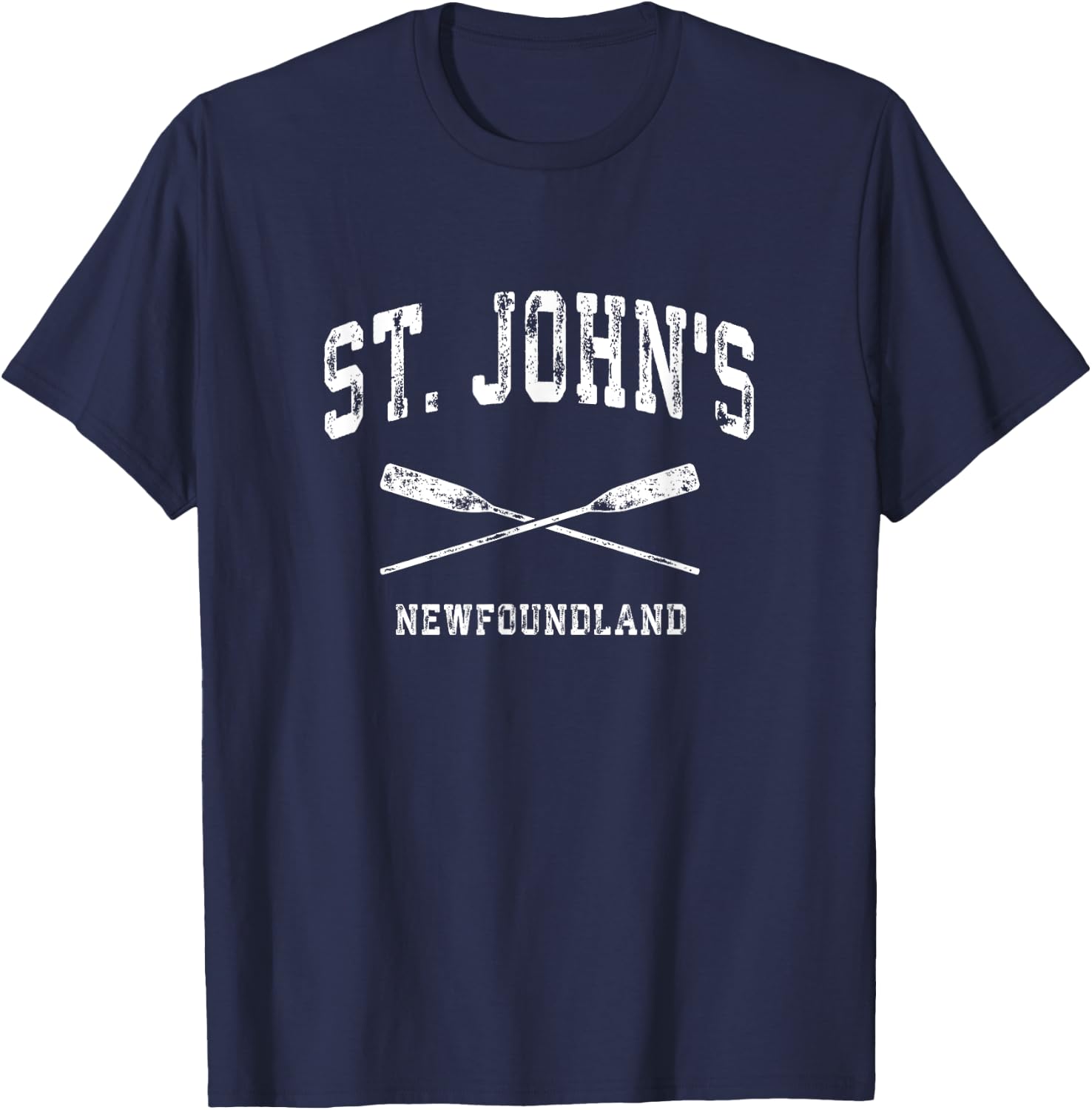 St. John's Newfoundland Vintage Nautical Crossed Oars T-Shirt - T-Shirt | Navy