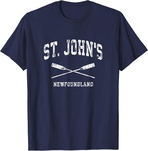 St. John's Newfoundland Vintage Nautical Crossed Oars T-Shirt - T-Shirt | Navy