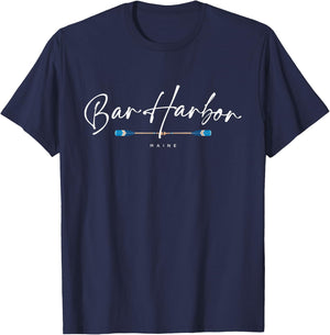Bar Harbor Maine Oars Graphic T-Shirt - T-Shirt | Navy