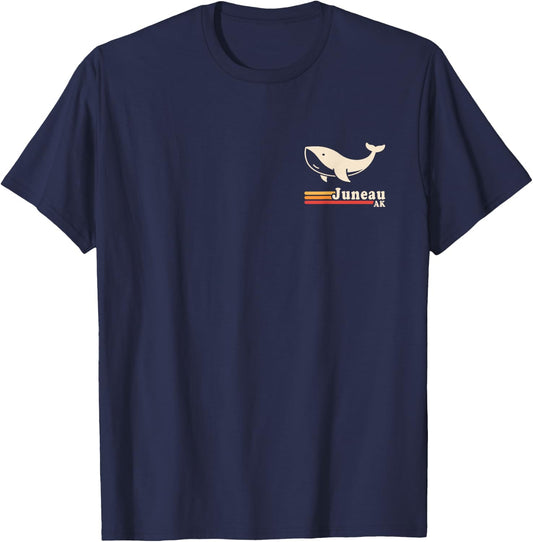 Retro Juneau Alaska Whale Watching T-Shirt - T-Shirt | Navy