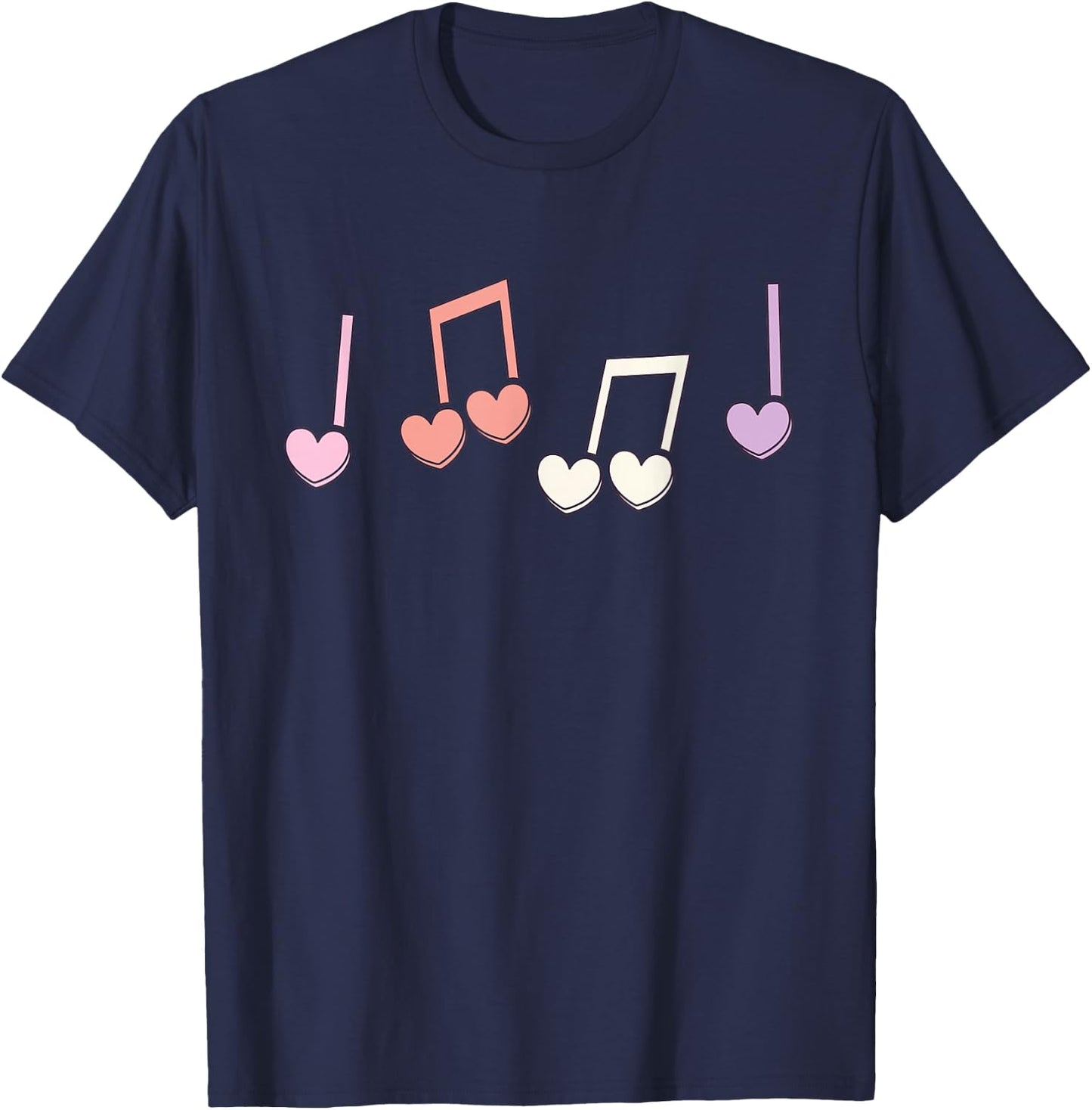 Music Heart Music Note Funny Musician Kids Cute Girls Music T-Shirt - T-Shirt | Navy
