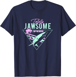 Shark Week Totally Jawsome Neon Retro Eighties Shark Logo T-Shirt - T-Shirt | Navy