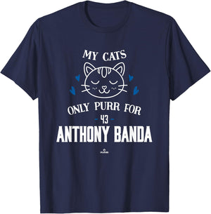 Cat Lovers for Anthony Banda Los Angeles Baseball MLBPA T-Shirt - T-Shirt | Navy