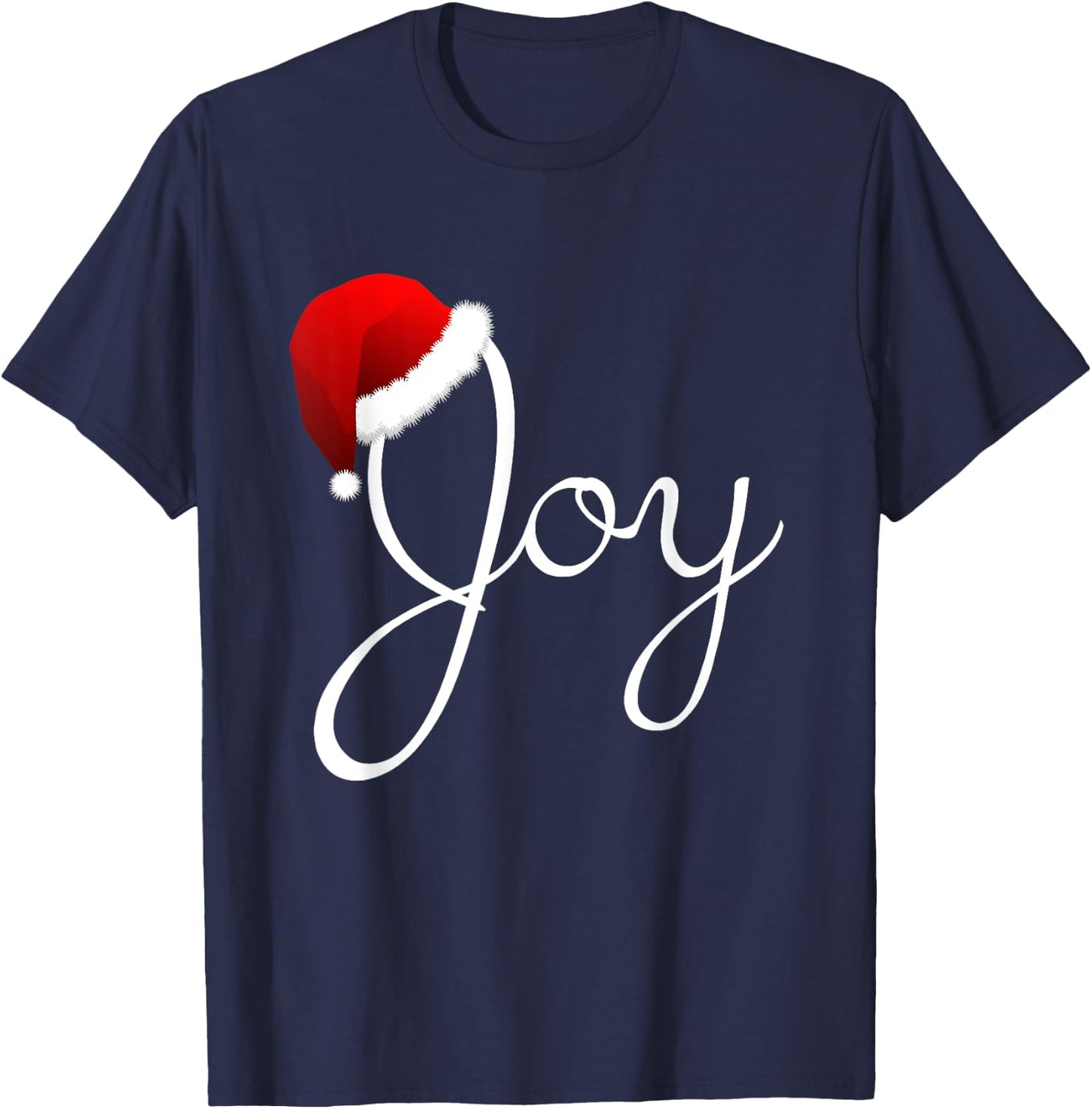 Joy Christmas Shirt - Santa Hat Christmas Joy T-Shirt - T-Shirt | Navy