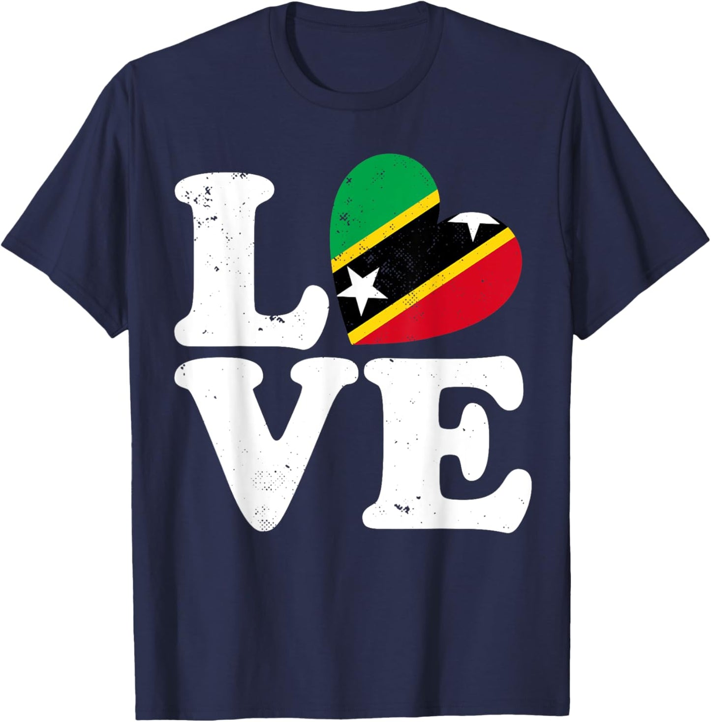 Love Heart St Kitts and Nevis Proud St Kitts and Nevis Flag T-Shirt - T-Shirt | Navy