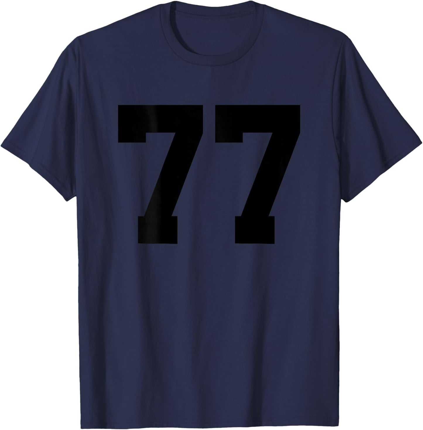 Number 77 (Prints on the Back) Cotton Team Jersey T-Shirt - T-Shirt | Navy