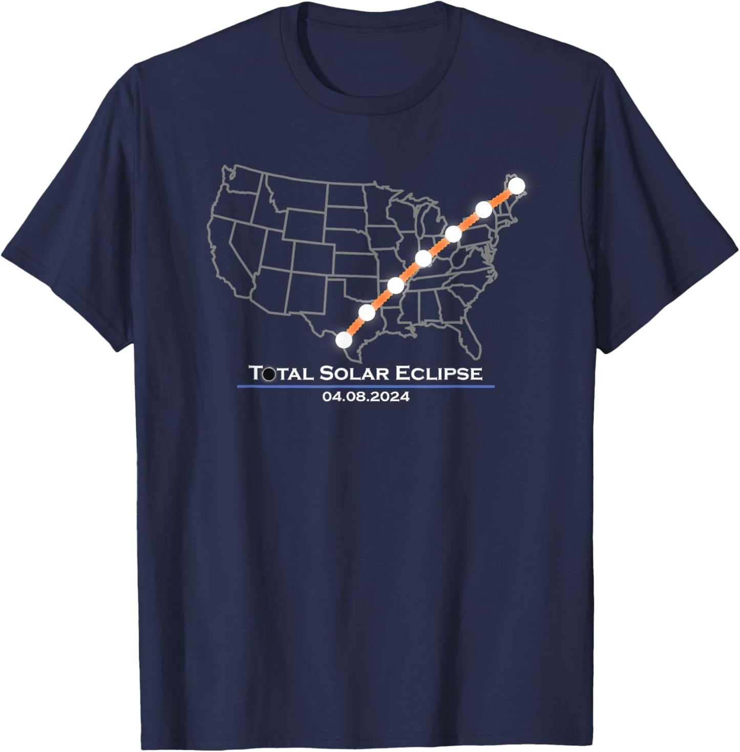 America Totality Total Solar Eclipse April 8 2024 T-Shirt - T-Shirt | Navy