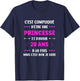 Girl 20 Years Teen Humor Princess Birthday 20 Years , Black T-Shirt - T-Shirt | Navy