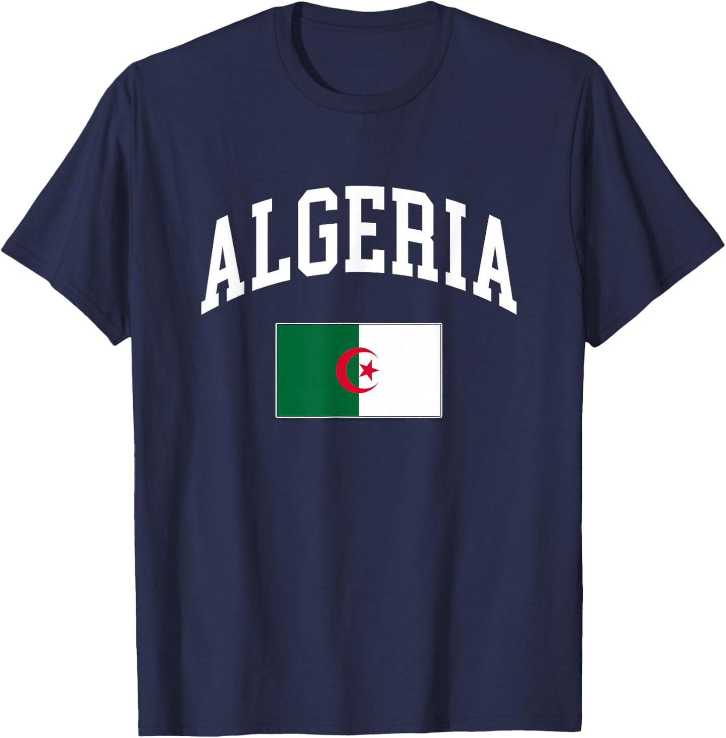 Algeria Algerian Flag Retro Vintage Classic Graphic T-Shirt - T-Shirt | Navy