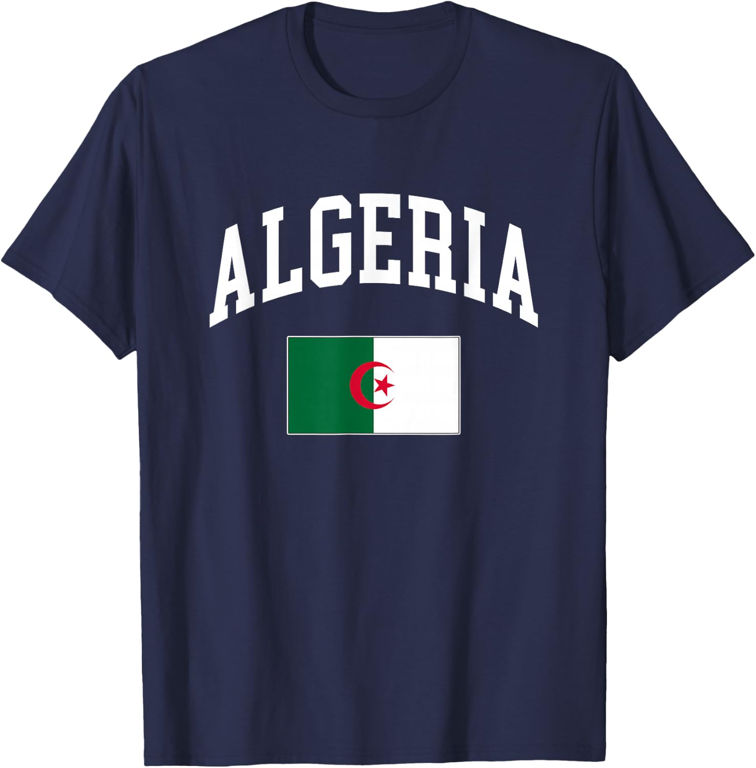 Algeria Algerian Flag Retro Vintage Classic Graphic T-Shirt - T-Shirt | Navy