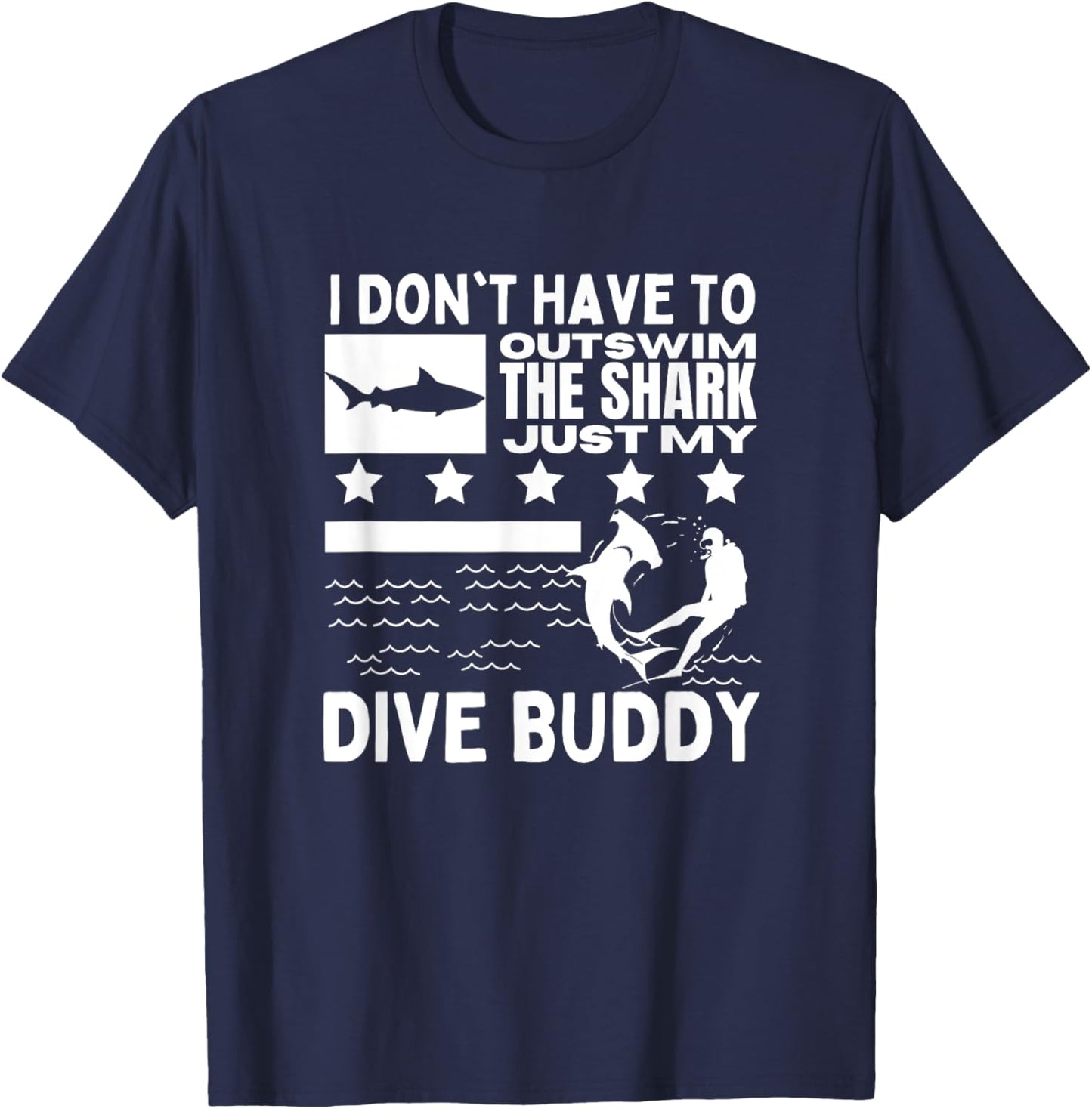 Scuba Diving Shark Diving Buddy Men Women Funny Scuba Diver T-Shirt - T-Shirt | Navy