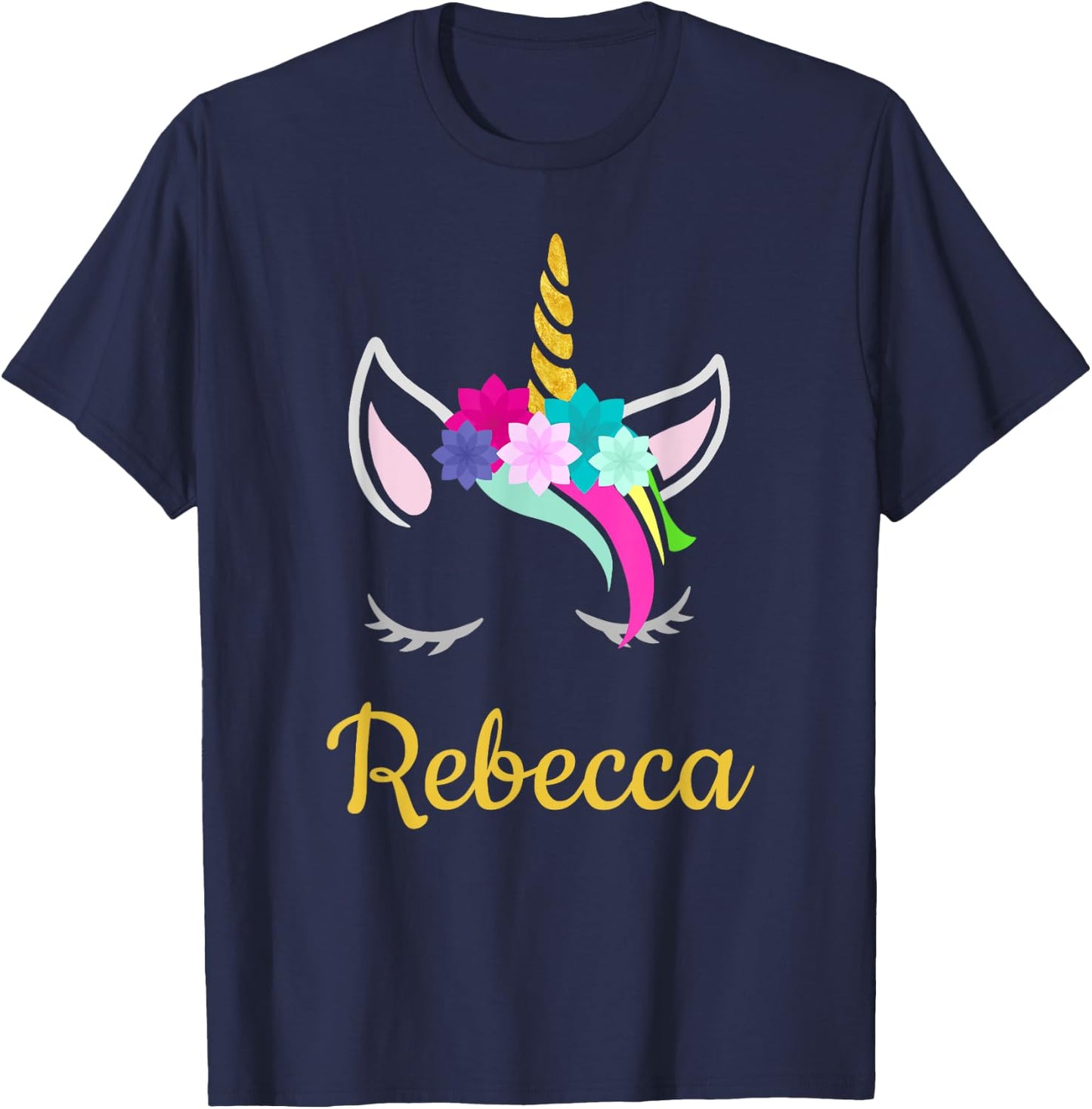 Rebecca Dark Unicorn Name T-Shirt - T-Shirt | Navy