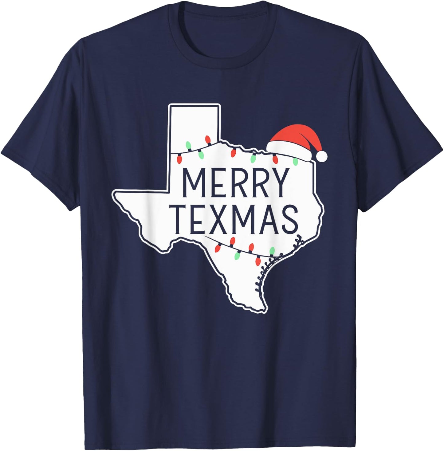 Merry Texmas Texas State Christmas T-Shirt - T-Shirt | Navy