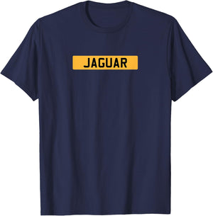 British Classic Sports Car Jaguar Yellow Registration Plate T-Shirt - T-Shirt | Navy