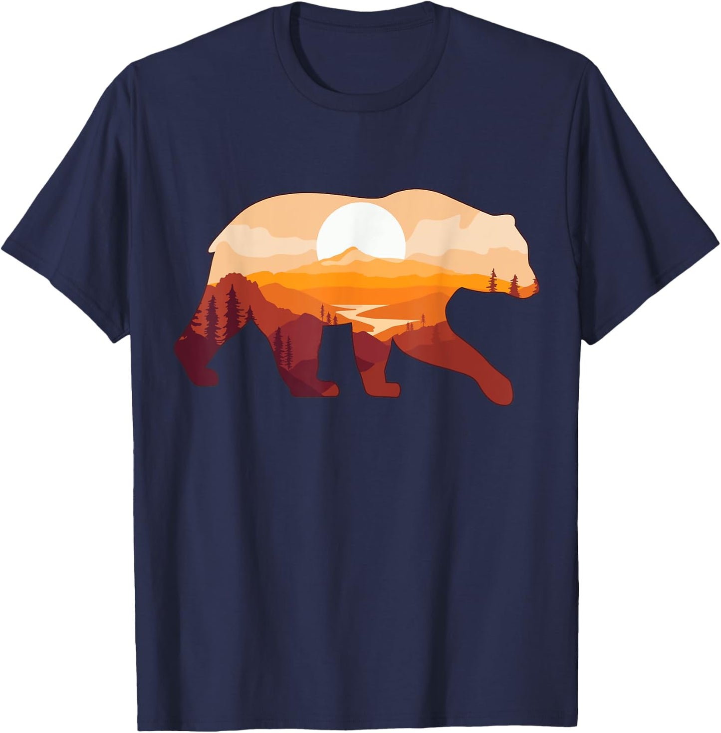 Bear Double Exposure Preserve Surreal Wildlife Animal Themed T-Shirt - T-Shirt | Navy