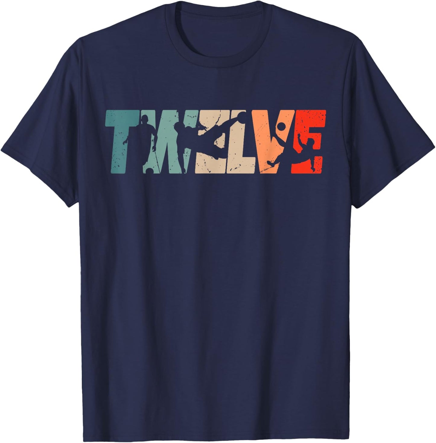 12. Geburtstag Retro Fußball 12 Jahre alt Junge Mädchen T-Shirt - T-Shirt | Navy